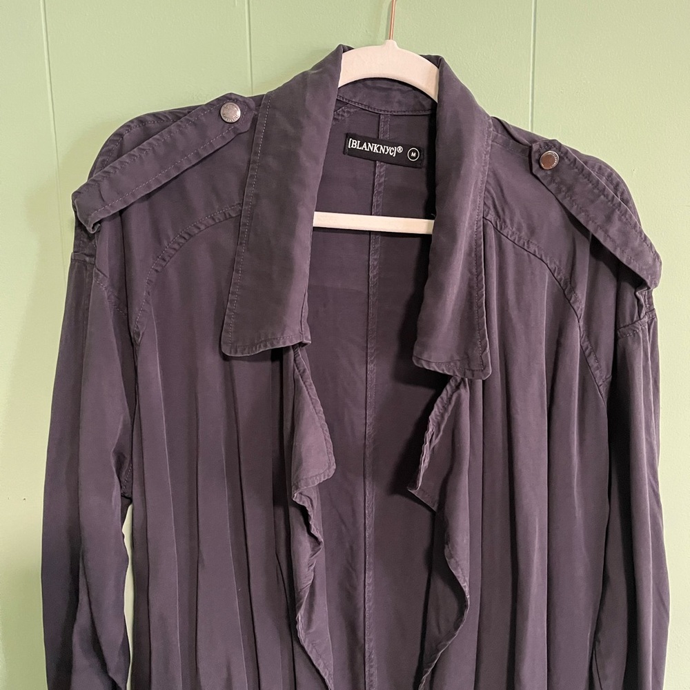 NWT BLANK NYC Dip Dye Dual Tone Gray Black Trench Coat Open Tunic Women'… - Picture 5 of 16